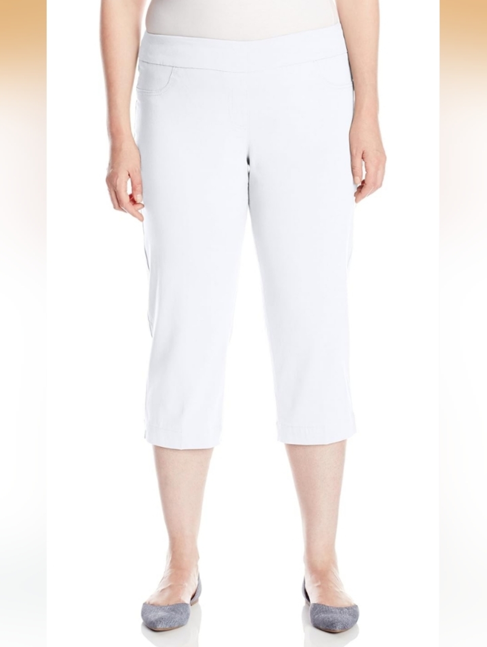 Slim-Sation White Pull-On Capri Pants Size 24 NWT 22 In Inseam